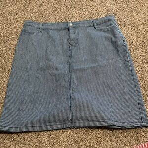 CJ Banks Blue Pinstripe Midi Skirt